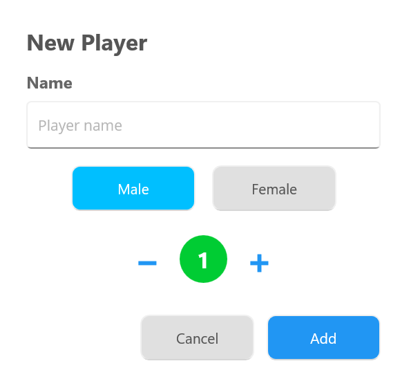 New Player dialog